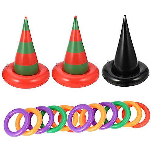 YARNOW 3 Sätze Aufblasbares Hexenhut Ringwurfspiel Set Halloween Partyspiel Wiederverwendbar Für Drinnen Draußen Für Kindergeburtstag Karneval Festliche Anlässe von YARNOW