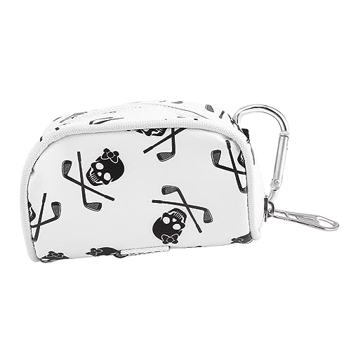 YARNOW Skelettkopf Golfball Aufbewahrungstasche Weiß Strapazierfähige Leichte Ballhalter Pouch Bag mit Tees Fach Praktische Ball Tragetasche für Golfer Einzigartiges Design von YARNOW