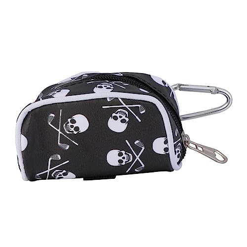YARNOW Skull Head Bedruckte Ball Aufbewahrungstasche Leichte Tragetasche mit Reißverschluss Robuste Golf Ball Halterung für Bälle Praktische Pouch Bag Schwarz Einzigartiges Design von YARNOW