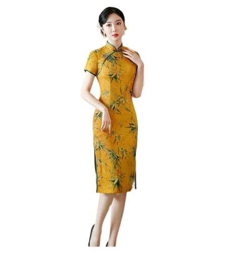 YAROVA Damen Cheongsam Kleid - Sommer Kurzarm Frauen Orientale Elegante Cheongsam Schlanke Vintage Party Qipao Chinesische Tracht Abendkleider China Kleidung,4XL von YAROVA
