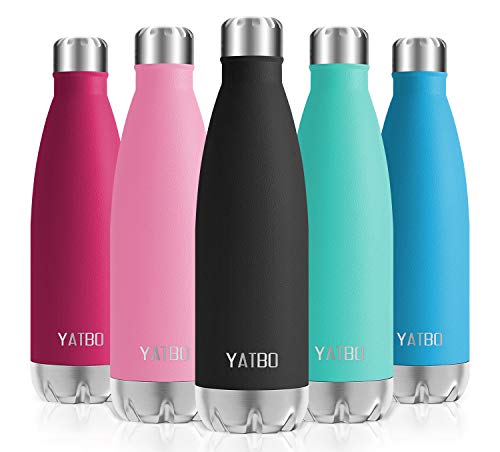 YATBO Vakuum Edelstahl Trinkflasche, 500ml/750ml Sport Wasserflasche - Ideale Isolierte Thermosflasche, Auslaufsicher, Kohlensäure geeignet, Isolierflasche für Kinder, Schule, Fahrrad, Laufen, Yoga von YATBO