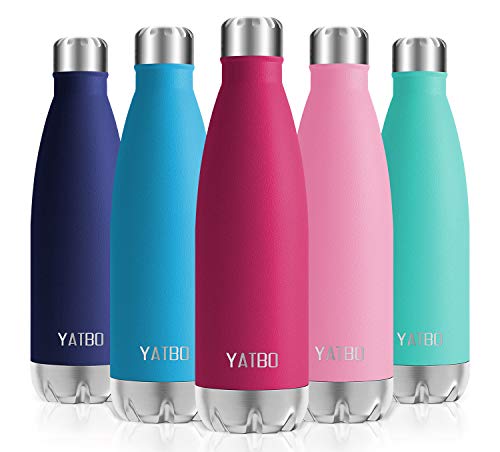 YATBO Vakuum Edelstahl Trinkflasche, 750ml Sport Wasserflasche - Ideale Isolierte Thermosflasche, Auslaufsicher, Kohlensäure geeignet, Isolierflasche für Kinder, Schule, Fahrrad, Laufen, Rosenrot von YATBO
