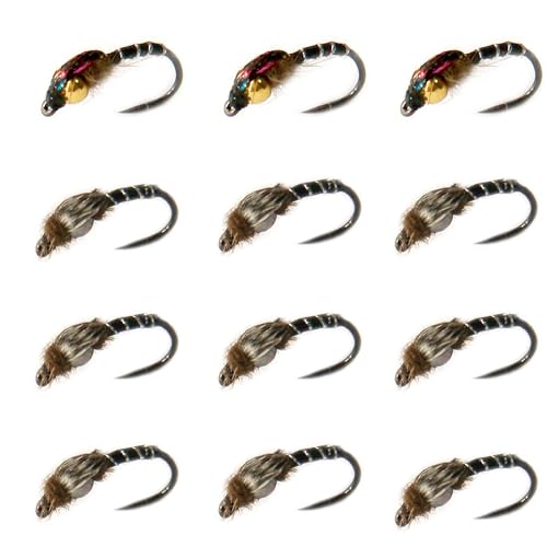 Fliegenfischen Nymphen, Set mit 12 Fliegenfischen Fliegen B von YAZHIDA