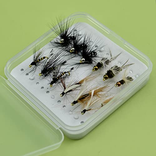 YAZHIDA | Fly Fishing Fly Fishing Set | Dry Fly | Wet | Nymph | One Mini Fly Box | (Ameise terrestrisch nass/Bead Head Buzzer) von YAZHIDA