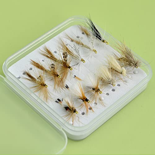 YAZHIDA | Fly Fishing Fly Fishing Set | Dry Fly | Wet | Nymph | One Mini Fly Box | (Elk Hair csddis/royal trude) von YAZHIDA