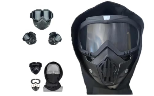 Airsoft-Maske, Sturmhaube, Gesichtsmaske, Motorradhelm, Reitbrille mit abnehmbarer Gesichtsmaske, Anti-Beschlag-Brille, CS-Spiele, Anzug von YBJMSFA