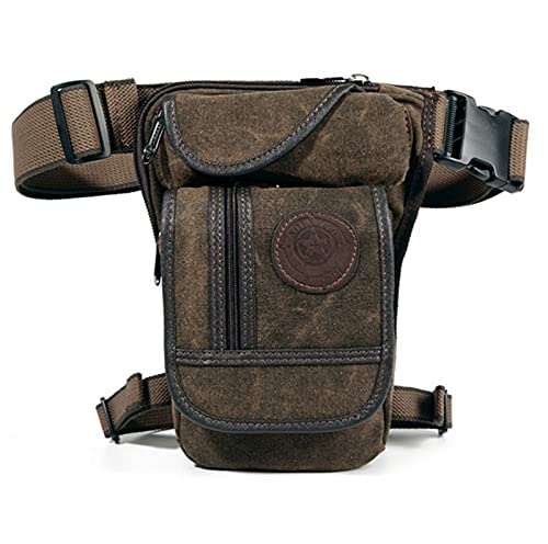 Beintasche Motorrad,Beintasche,Oberschenkeltasche Herren Leinwand Retro Drop Beinbeutel Taille Fanny Packung Oberschenkel Hüfte Bum Gürtel Wandern Motorrad Kreuzkörper Messenger Schultertasche (Color von YBRAVO