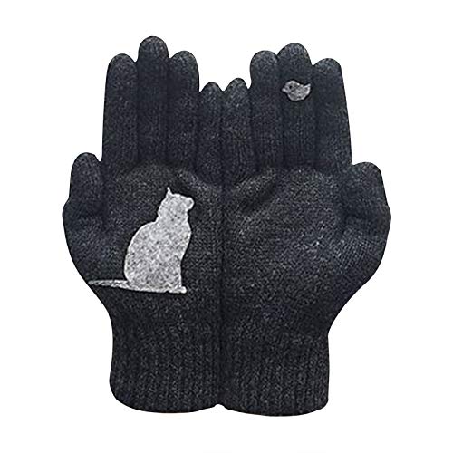 Handschuhe Ohne Finger Damen Mit Fell Winterdruck Woolen Outdoor-Handschuh für die Katze und Herbst Damenhandschuh Handschuhe Spitze von YCBMINGCAN