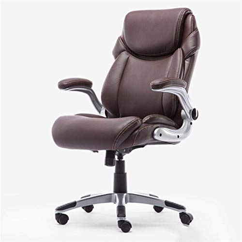 YCDSSM Heimarbeitsstuhl, Boss-Stuhl, Bürostuhl, ergonomischer Stuhl aus gebundenem Leder mit hoher Rückenlehne, hochklappbaren Armlehnen und Lordosenstütze, ergonomischer Stuhl, Drehstuhl von YCDSSM