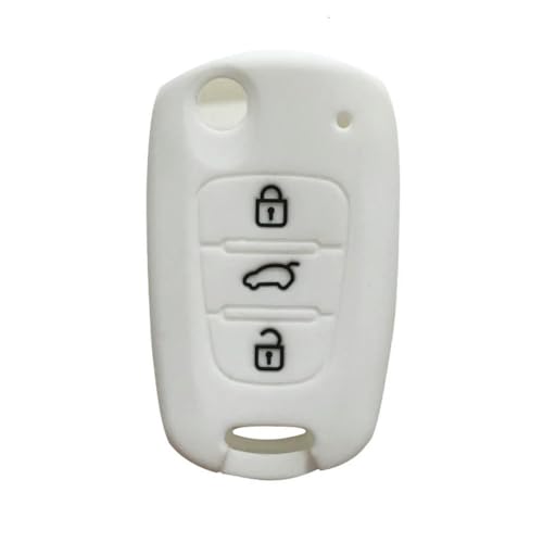 YCSYHQM Günstige Autoschlüssel-Fernbedienung mit 3 Tasten, klappbar, für Kia Rio K2 K5 Sportage Sorento Halter Silikon-Schlüsselabdeckung, Weiß von YCSYHQM