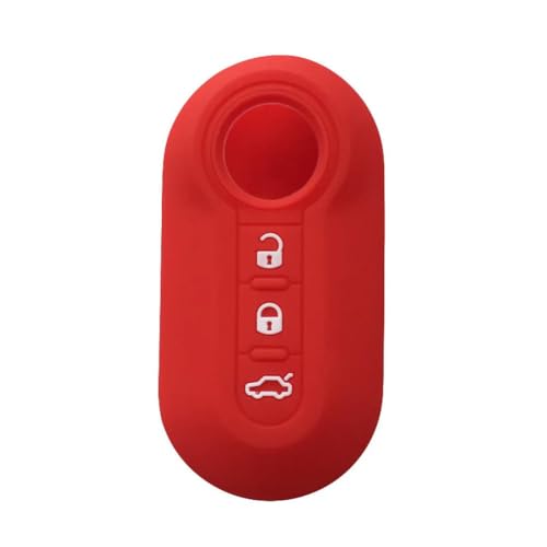 YCSYHQM Silikon-Klappschlüssel-Hülle zum Schutz für Fiat Pando Punto Ducato Grande Doblo 500, Funkschlüssel-Hülle für Schlüssel, Alarm für Auto, Rot von YCSYHQM