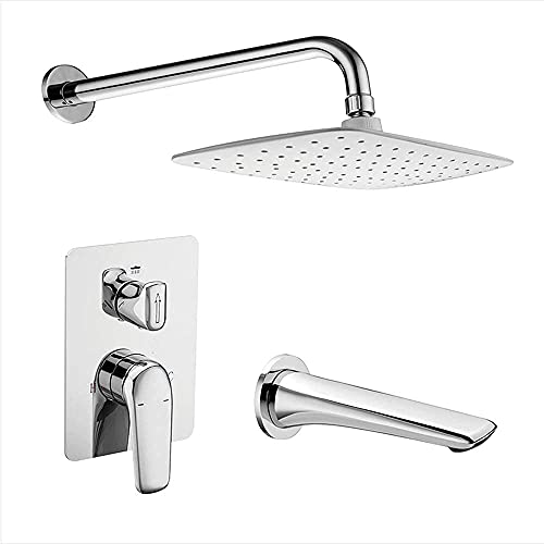 Duschkopf Chrom Duschsystem versteckte Duschkombination Set Wandmontage Duschhahn Set mit Absudenkopf, Badewanne Wasserhahn Dusche LWX von YCVAWEOD