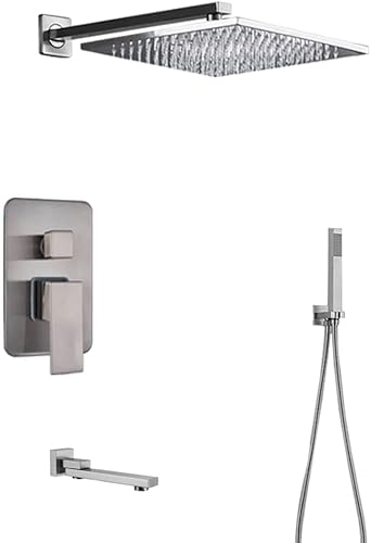 Duschsystem versteckte Duschhahn -Wasserhahn Set Messing gebürsteten Duschmixer Tippset mit Handdusche und Niederschlagsduschkopf Fortgeschrittene Lufteinspritztechnologie Einfache Installation, 12 von YCVAWEOD