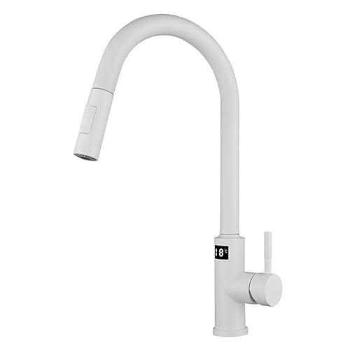 YCVAWEOD Edelstahl -Küchenspüle Mixer Tippen Sie mit Smart Touch Control Digital Display heiß und kalter Zughahn weiß LWX von YCVAWEOD