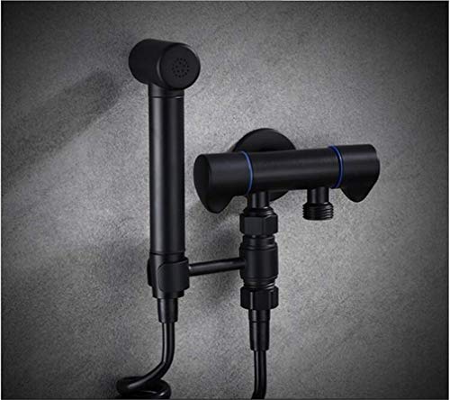 YCVAWEOD Hand gehaltene Toiletten Bidet Sprayer Set Kit Feste Messing Schwarz Hand Bidet Wasserhahn für Badezimmer Handsprühduschkopf Anal Reinigung LWX von YCVAWEOD