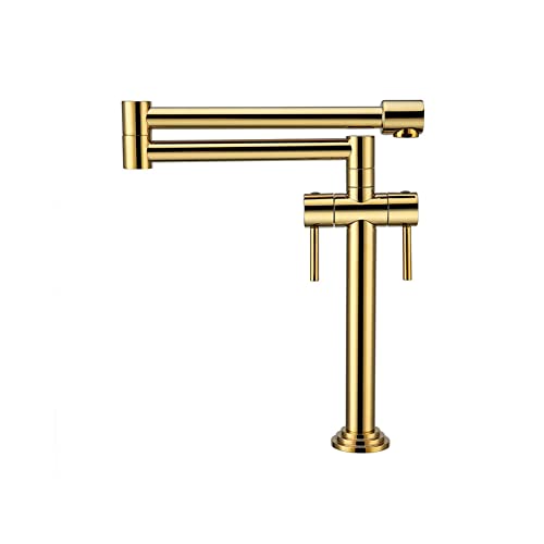 YCVAWEOD Klapper Küchenspüle Wasserhahn, Decks -Mount -Topf -Füllhahn, Küchenmischhahn, Doppelverbindungsarmarmäuren, Zwei Griffe rotierender Waschbecken Wasserhahn, Gold LWX YCVAWEOD Klapper Küchenspüle Wasserhahn, Decks -Mount -Topf -Füllhahn, Küchenmischhahn, Doppelverbindungsarmarmäuren, Zwei Griffe rotierender Waschbecken Wasserhahn, Gold LWX von YCVAWEOD