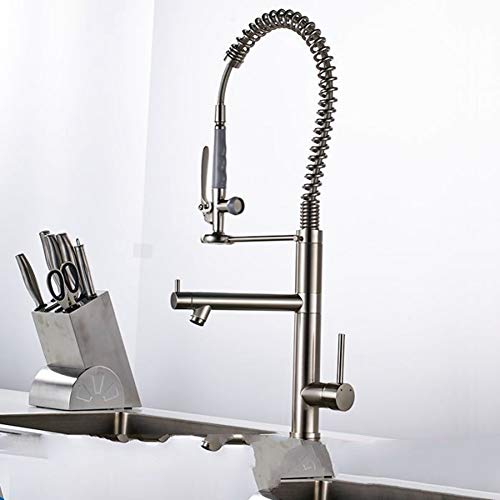 YCVAWEOD Küchenspüle Wasserhahn gebürstet Nickel Wasser Wasserhahn 360 Grad RotatingKitchen Tap Messing Deck montiertem Mischhahn, b LWX von YCVAWEOD