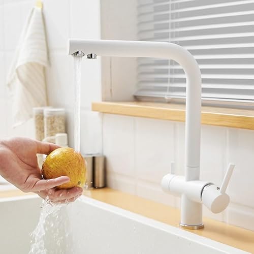 YCVAWEOD Moderner Gungrau -Küchenmischer -Hahn mit Dual Hebel 3 -Wege -Schwenkarchon -B -Einzelloch Wasserspüle Wasserhahn Wasserhahn LWX von YCVAWEOD