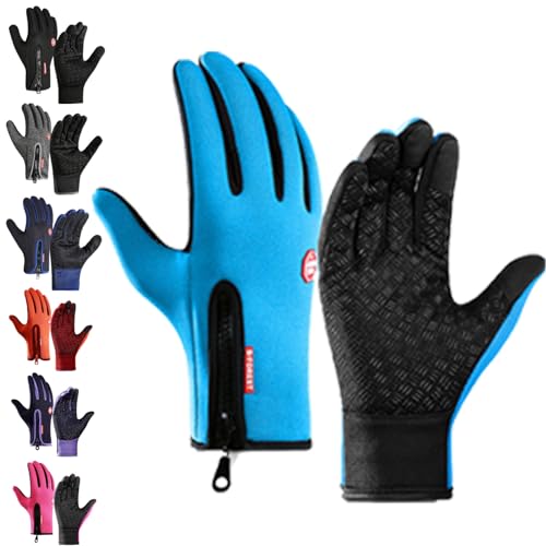 YCYATS Freezer Thermo Handschuhe, Freezer Pro Handschuhe, Thermo Alpina Handschuhe Freezerv, Outdoor-Touchscreen-Winterhandschuhe Mit Wasserabweisung (Hellblau, L) von YCYATS