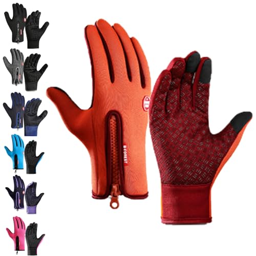 YCYATS Freezer Thermo Handschuhe, Freezer Pro Handschuhe, Thermo Alpina Handschuhe Freezerv, Outdoor-Touchscreen-Winterhandschuhe Mit Wasserabweisung (Orange, L) von YCYATS