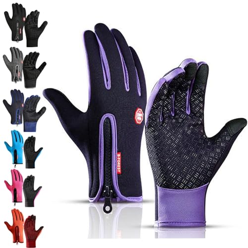 YCYATS Freezer Thermo Handschuhe, Freezer Pro Handschuhe, Thermo Alpina Handschuhe Freezerv, Outdoor-Touchscreen-Winterhandschuhe Mit Wasserabweisung (violett, L) von YCYATS
