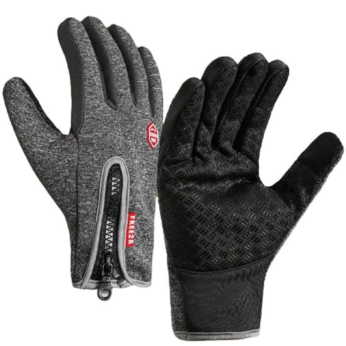 YCYATS Freezer Thermo Handschuhe, Warme Winterhandschuhe mit wasserabweisender Beschichtung und Touchscreen-Funktion, ideal für Outdoor-Arbeiten, Laufen und Radfahren (Grau, L) von YCYATS