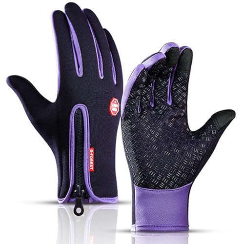 YCYATS Freezer Thermo Handschuhe, Warme Winterhandschuhe mit wasserabweisender Beschichtung und Touchscreen-Funktion, ideal für Outdoor-Arbeiten, Laufen und Radfahren (Lila, M) von YCYATS