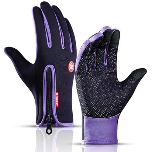 YCYATS Freezer Thermo Handschuhe, Warme Winterhandschuhe mit wasserabweisender Beschichtung und Touchscreen-Funktion, ideal für Outdoor-Arbeiten, Laufen und Radfahren (Lila, XL) von YCYATS