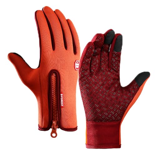 YCYATS Freezer Thermo Handschuhe, Warme Winterhandschuhe mit wasserabweisender Beschichtung und Touchscreen-Funktion, ideal für Outdoor-Arbeiten, Laufen und Radfahren (Orange, L) von YCYATS