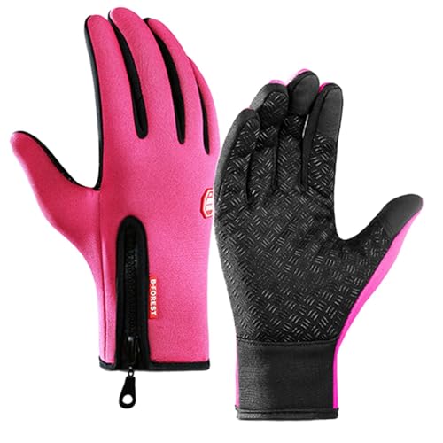 YCYATS Freezer Thermo Handschuhe, Warme Winterhandschuhe mit wasserabweisender Beschichtung und Touchscreen-Funktion, ideal für Outdoor-Arbeiten, Laufen und Radfahren (Rosa, L) von YCYATS