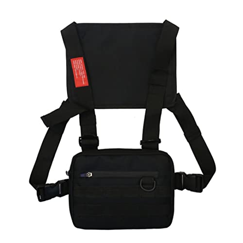 Brust-Rig-Tasche, multifunktionale Taillen-Fronttasche, Weste, Hüfttasche, Umhängetasche for Wandern, Laufen, Camping, Schwarze Herrentasche von YCYNPXIR