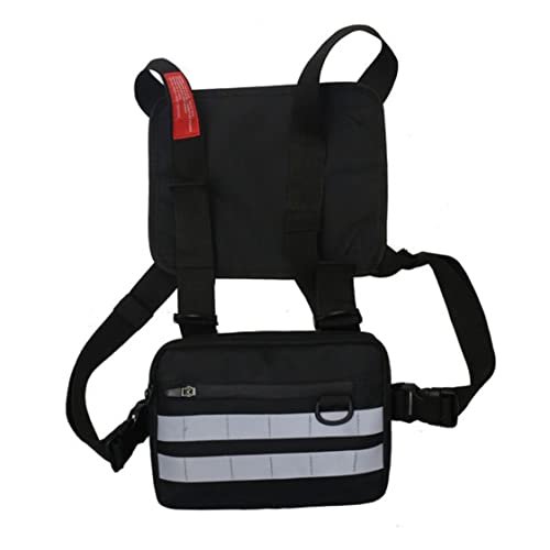 Brust-Rig-Tasche, multifunktionale Taillen-Vordertasche, Weste, Hüfttasche, Umhängetasche for Wandern, Laufen, Camping, Tarnung, Lauftasche (Color : Black Reflective) von YCYNPXIR