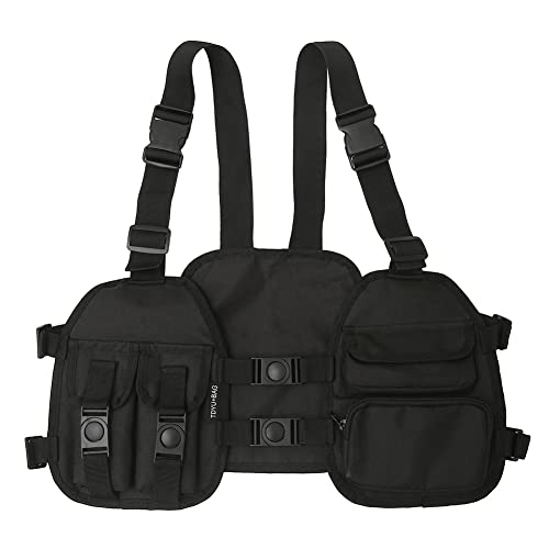 Multifunktionale tragbare einfache Brusttasche mit Mehreren Taschen, Streetwear-Fitness-Hüfttasche for Wandern, Laufen, Radfahren von YCYNPXIR