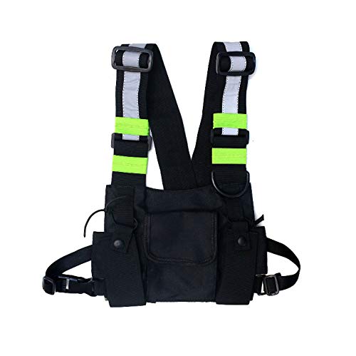 Umhängetaschen Chest Rig Bag Weste mit Mehreren Taschen Hip Hop Streetwear Funktioneller taktischer Harness Chest Rig Pack (Color : Black) von YCYNPXIR