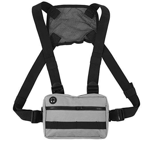 Wasserabweisende Outdoor-Brusttasche for Männer, Taktische Chest Rig EDC-Tasche mit Kopfhörerschlitz, leichte Utility-Brusttasche for Workouts, Laufen, Radfahren, Wandern (Color : Grey) von YCYNPXIR