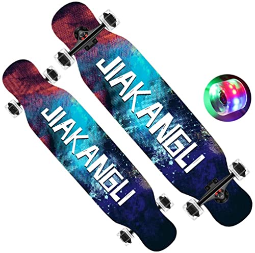 43"x10" Skateboards für Anfänger Komplettes 8-lagiges Maple Pro Longboard für Kinder, Jugendliche und Erwachsene Double Kick Concave Deck für Extremsport und Outdoor von YDAWRY