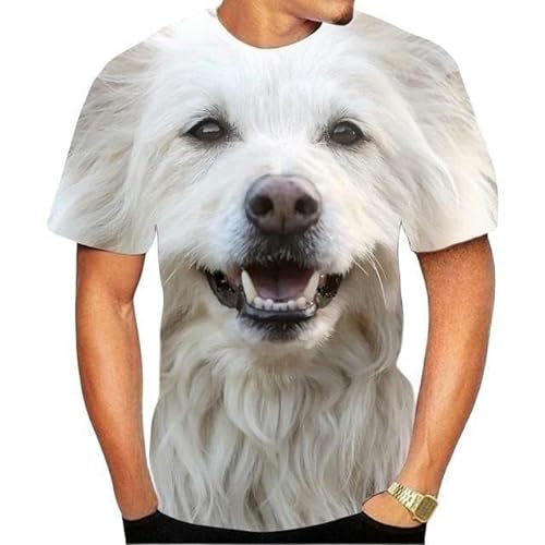 Herren T-Shirt Rundhalsausschnitt T-Shirt Top Männer 3D Druck Nette Tier Hund T-Shirt Männer Casual Kurzarm-Gelb-XXXL von YDOOW