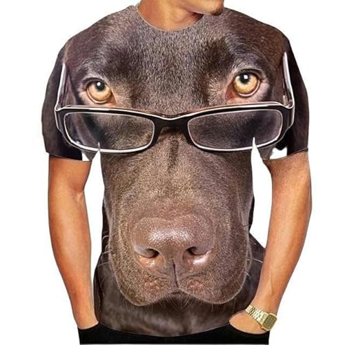Herren T-Shirt Rundhalsausschnitt T-Shirt Top Männer 3D Druck Nette Tier Hund T-Shirt Männer Casual Kurzarm-Ly2266-21-Xl von YDOOW