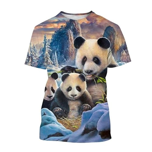YDOOW 3D-Tier Kurzarm Sommer 3D Niedliche Tierpanda Druck T-Shirt Traditionelle Schätze Panda Grafische T-Shirts Für Männer Kleidung-T-Shirt-Nxh47261-130 (7T-8T) von YDOOW