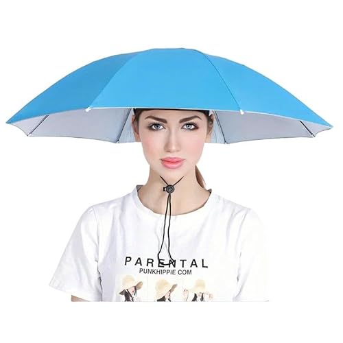 YDOOW Faltbarer Regenschirm Sonnenschirmmütze Tragen Einen Sonnenhut Für Schatten Im Freien, Um Sie Kühl Und Hitzefrei Zu Halten-Himmelblau von YDOOW