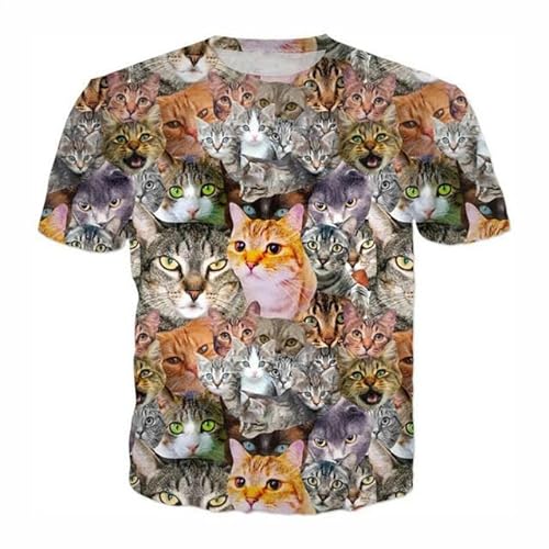 YDOOW Herren T-Shirt 3D Druck Spaß Tier Katze Hund Schwein Muster Warmes T-Shirt Sommer Rundhals Kurzarm T-Shirt-Cy-23022310-Asiatische Größe XXXL von YDOOW