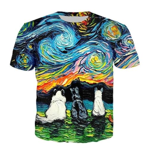 YDOOW Herren T-Shirt 3D Druck Spaß Tier Katze Hund Schwein Muster Warmes T-Shirt Sommer Rundhals Kurzarm T-Shirt-Cy-23022313-Xxs von YDOOW