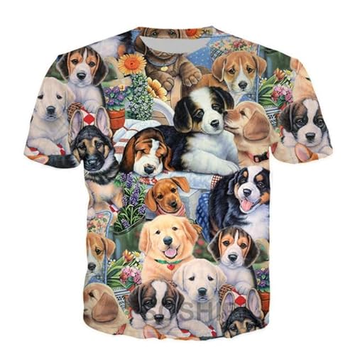 YDOOW Herren T-Shirt 3D Druck Spaß Tier Katze Hund Schwein Muster Warmes T-Shirt Sommer Rundhals Kurzarm T-Shirt-Cy23022302-Xxs von YDOOW