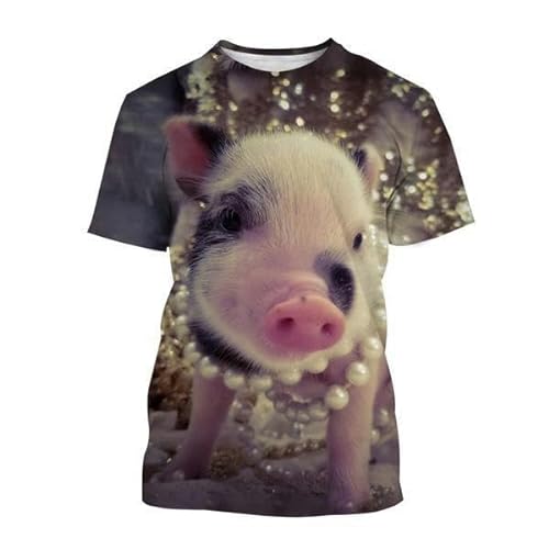 YDOOW Herren T-Shirt Das Kreative Süße Schwein 3D Kurzärmelige Lustige Tier Schwein Muster Druck T-Shirt-2-Xs von YDOOW