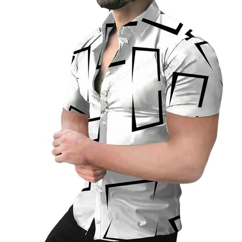 Herren Kurzarm-T-Shirt Für Den Sommer Geometrische 3D Print Strand Shirts Kurzarm Hawaii Shirts Herren Blusen Graphic Shirt Cuba Camisa Herrenbekleidung-Asf5H2330191-2Xl von YDRABFLE