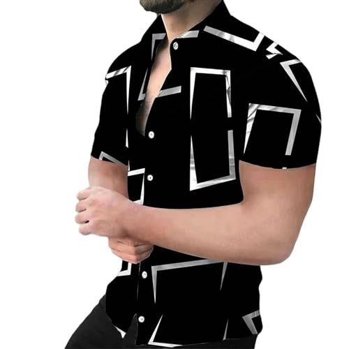 Herren Kurzarm-T-Shirt Für Den Sommer Geometrische 3D Print Strand Shirts Kurzarm Hawaii Shirts Herren Blusen Graphic Shirt Cuba Camisa Herrenbekleidung-Asf5H233092-2Xl von YDRABFLE