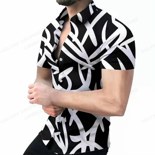 Herren Kurzarm-T-Shirt Für Den Sommer Geometrische 3D Print Strand Shirts Kurzarm Hawaii Shirts Herren Blusen Graphic Shirt Cuba Camisa Herrenbekleidung-Asf5H233099-2Xl von YDRABFLE