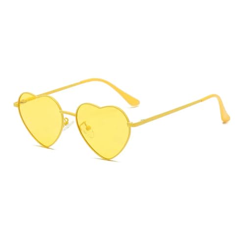 YDRABFLE Damen-Sonnenbrille Herz Geformte Polarisierte Sonnenbrille Frauen Männer Süße Eyewear Party Sonnenbrille Outdoor Goggle-Gelb-Gelb-Metallrahmen von YDRABFLE