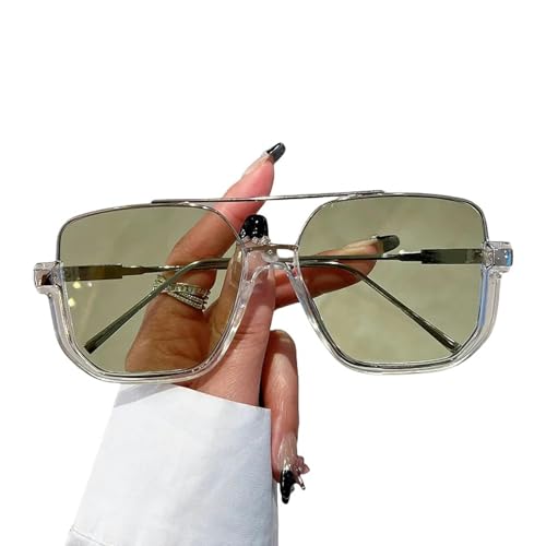 YDRABFLE Damen-Sonnenbrille Vintage Oversized Sonnenbrille Männer Frauen Square Shades Eyewear Sonnenbrille-Transparent-S-Grün-Wie Das Bild Zeigt von YDRABFLE