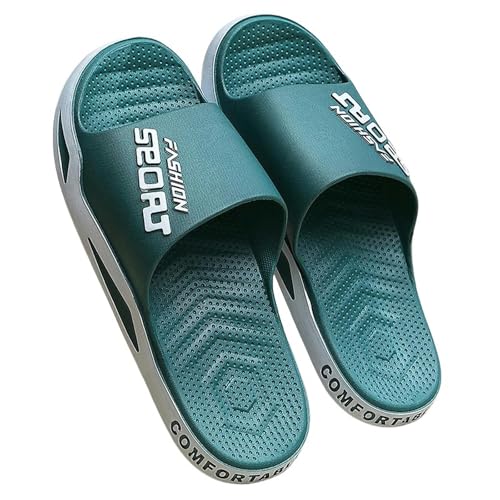 YDRABFLE Sandalen Hausschuhe Sommer Rutschen Anti-Rutsch Dicke Sohle Atmungsaktive Slip-On Strand Freizeit Sandalen-Grün-42-43 von YDRABFLE